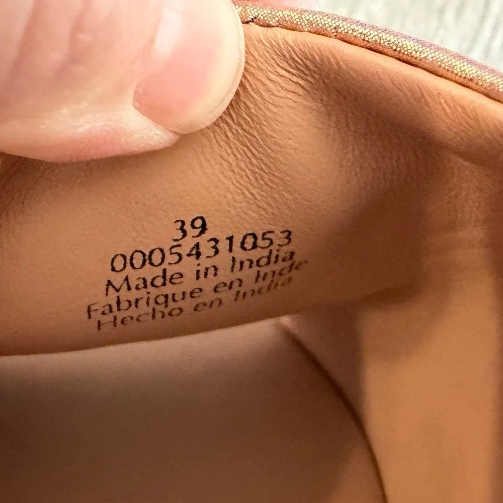 Free People‎ Rose Gold Metallic Platform Slide Sandals 39 Tiny Flaw